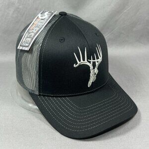 Skullz Antlers Fierce Snapback Hat Black Trucker Fishing Hunting Outdoor Mens